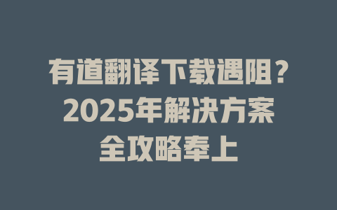 有道翻译下载遇阻？2025年解决方案全攻略奉上 二