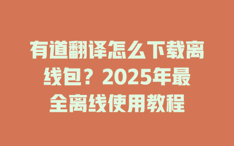 有道翻译怎么下载离线包？2025年最全离线使用教程 二