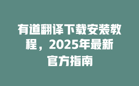 有道翻译下载安装教程，2025年最新官方指南 二