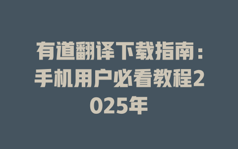 有道翻译下载指南：手机用户必看教程2025年 二