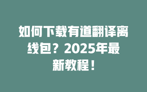 如何下载有道翻译离线包？2025年最新教程！ 二