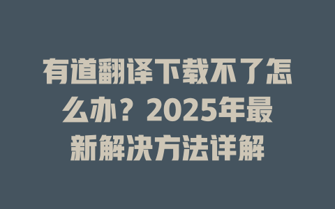 有道翻译下载不了怎么办？2025年最新解决方法详解 二