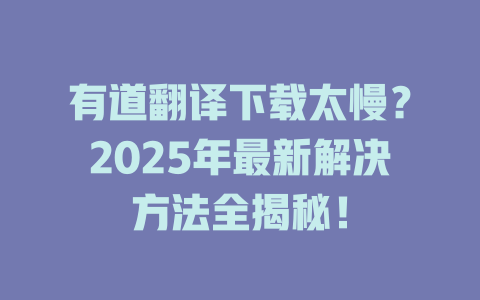 有道翻译下载太慢？2025年最新解决方法全揭秘！ 二
