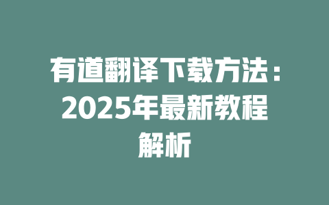 有道翻译下载方法：2025年最新教程解析 二