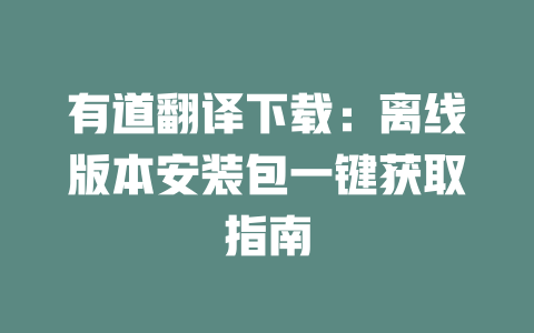 有道翻译下载：离线版本安装包一键获取指南 二
