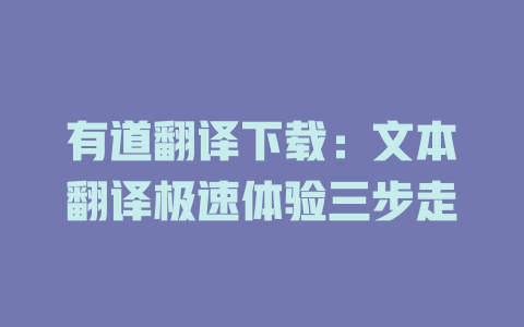 有道翻译下载：文本翻译极速体验三步走 二