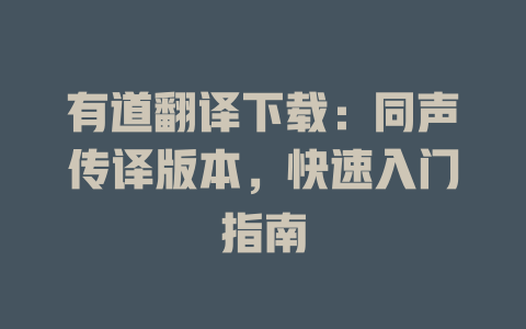 有道翻译下载：同声传译版本，快速入门指南 二