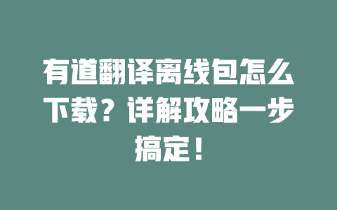 有道翻译离线包怎么下载？详解攻略一步搞定！ 二
