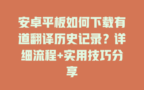 安卓平板如何下载有道翻译历史记录？详细流程+实用技巧分享 二