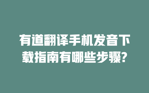 有道翻译手机发音下载指南有哪些步骤? 二