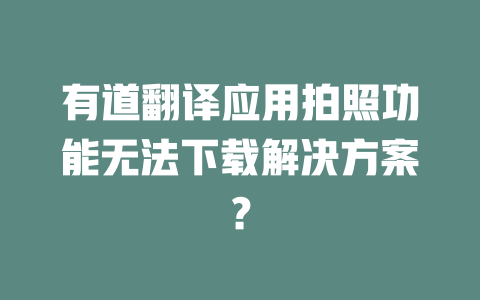 有道翻译应用拍照功能无法下载解决方案？ 二