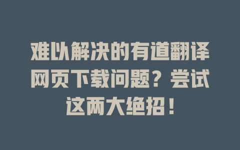 难以解决的有道翻译网页下载问题？尝试这两大绝招！ 二