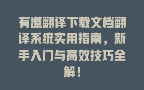 有道翻译下载文档翻译系统实用指南，新手入门与高效技巧全解！ 二