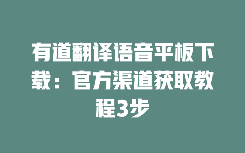 有道翻译语音平板下载：官方渠道获取教程3步 二