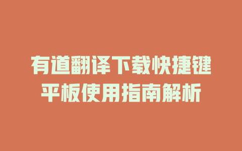 有道翻译下载快捷键平板使用指南解析 二
