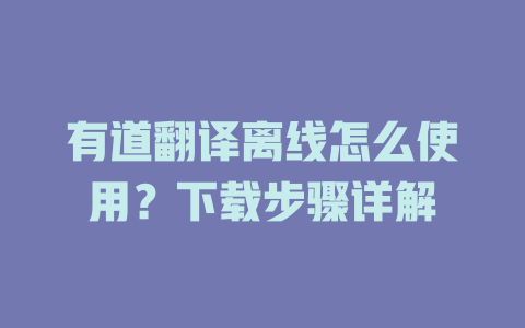 有道翻译离线怎么使用？下载步骤详解 二