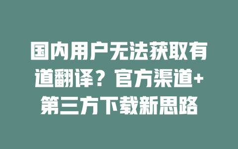 国内用户无法获取有道翻译？官方渠道+第三方下载新思路 二