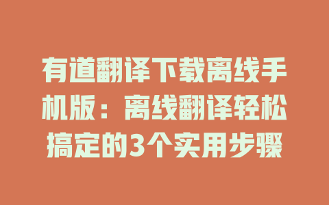 有道翻译下载离线手机版：离线翻译轻松搞定的3个实用步骤 二
