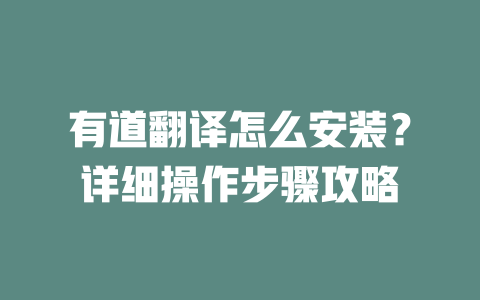 有道翻译怎么安装？详细操作步骤攻略 二