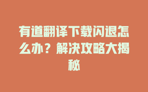有道翻译下载闪退怎么办？解决攻略大揭秘 二