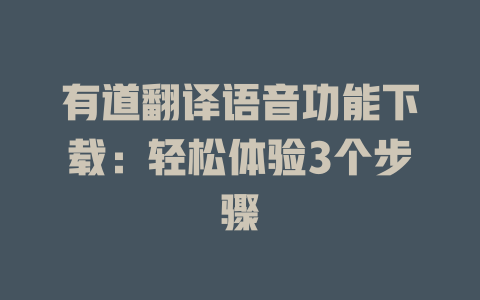 有道翻译语音功能下载：轻松体验3个步骤 二
