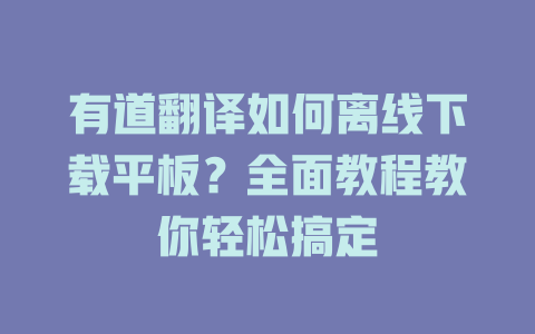 有道翻译如何离线下载平板？全面教程教你轻松搞定 二