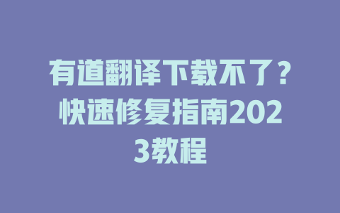 有道翻译下载不了？快速修复指南2023教程 二